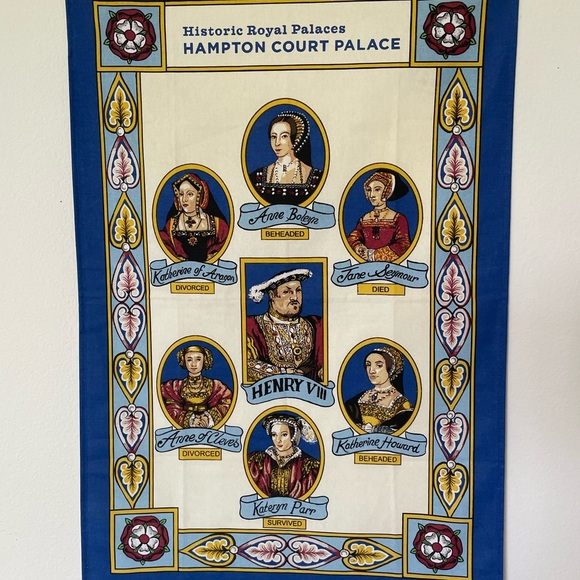 King Henry VIII & 6 wives Hampton Court Palace cotton tea towel - Picture 1 of 4
